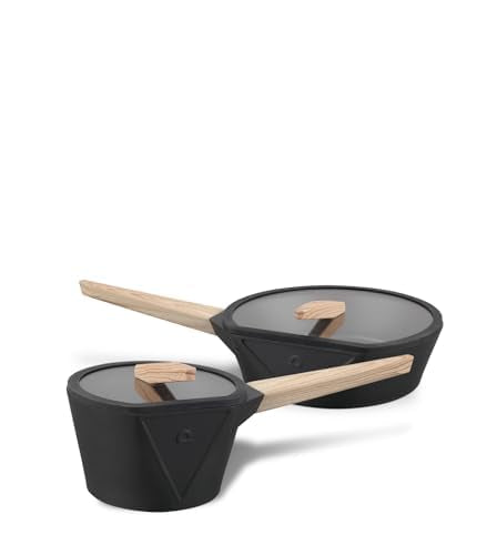 Non Stick Sauce Pan and Frying Pan Combo with Glass Lid